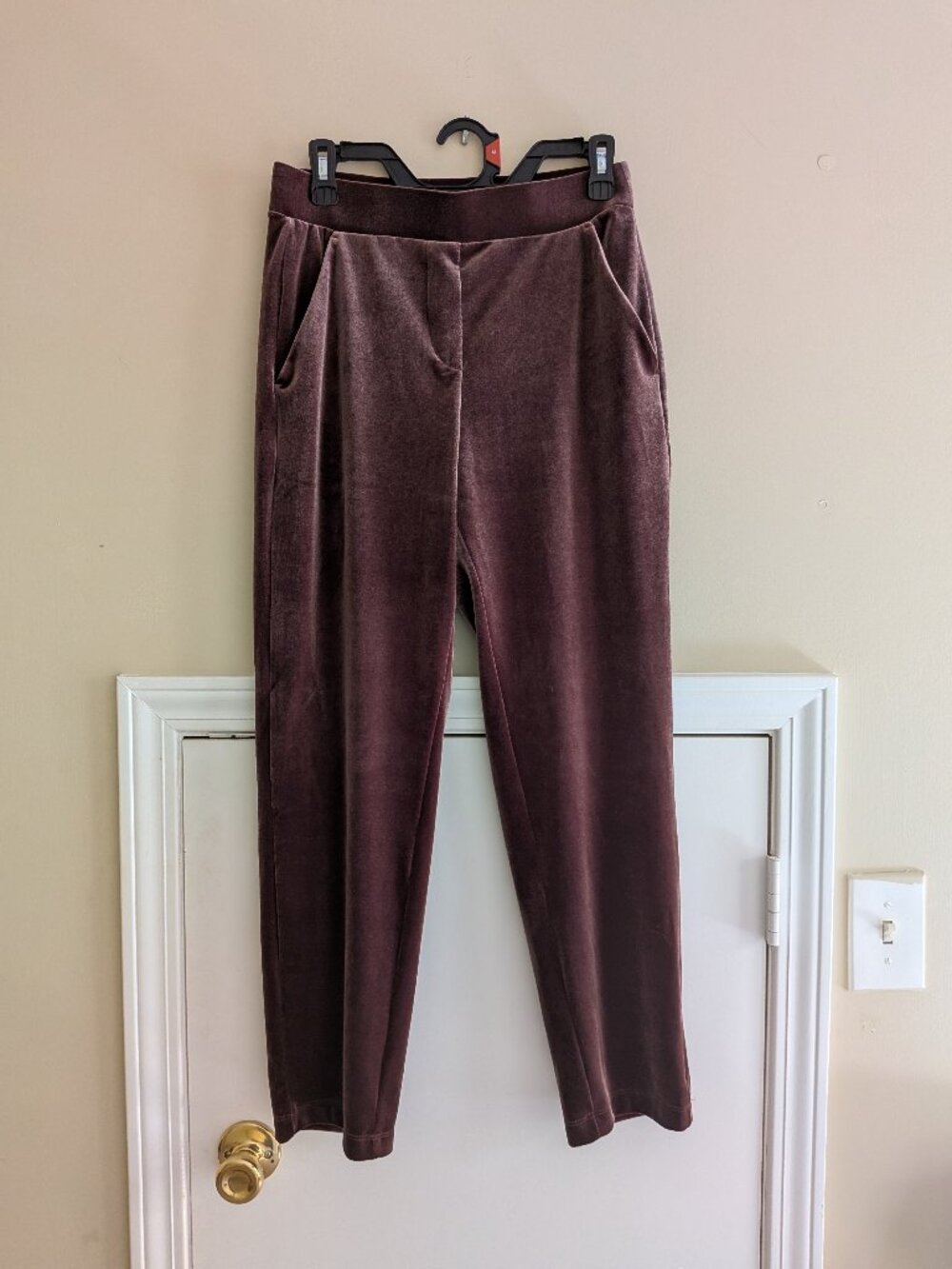 Loft Pull-On Brown Velvet Pants with Pockets